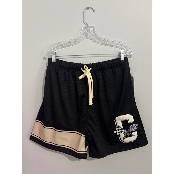 Civil Regime Civil Too Fast Mesh Basketball Shorts Men’s Medium Black Beige - Picture 3 of 16